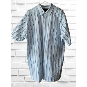 George Foreman Mens 3XL Big & Tall Short Sleeve Button Down Casual Striped Shirt